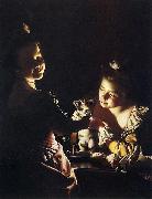 Joseph wright of derby Joseph Wright of Derby. Two Girls Dressing a Kitten oil painting reproduction
